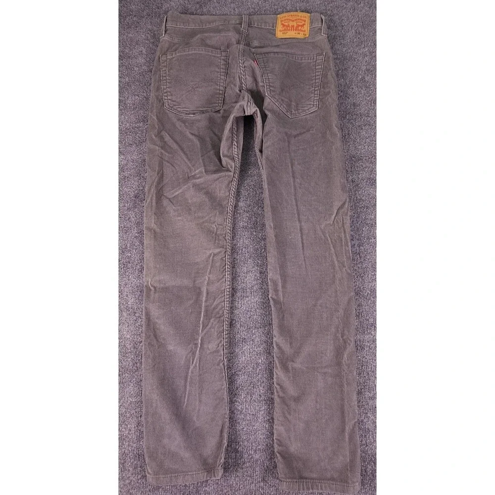 Levis 512 Pants Mens 30x32 Gray Corduroy Slim‎ Taper 5-Pocket Stretch Red Tab